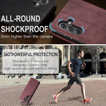 Handyhülle Samsung Galaxy A35 5G Leder Magnet Standfunktion Weinrot