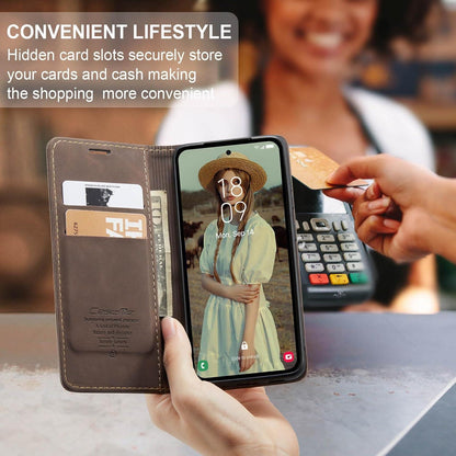 Samsung Galaxy A35 5G Handyhülle Premium Leder Klapphülle Kaffee