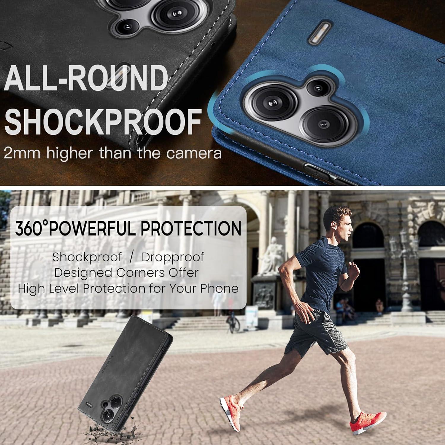 Handyhülle für Xiaomi Redmi Note 13 Pro Plus 5G Premium Leder Flip Case Grau