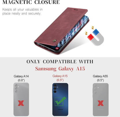 Samsung Galaxy A15 5G Handyhülle - Premium Leder Klapphülle