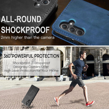 Handyhülle Samsung Galaxy A35 5G Premium Leder Flip Case Grau Magnet