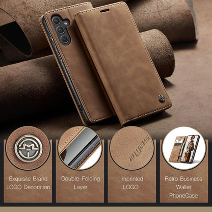 Samsung Galaxy A55 5G Handyhülle Premium Leder Klapphülle Braun