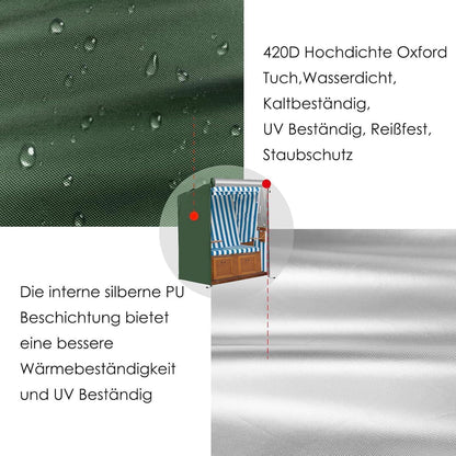 Strandkorb Schutzhülle Winterfest 420D Oxford Grün 135x105x175/140cm