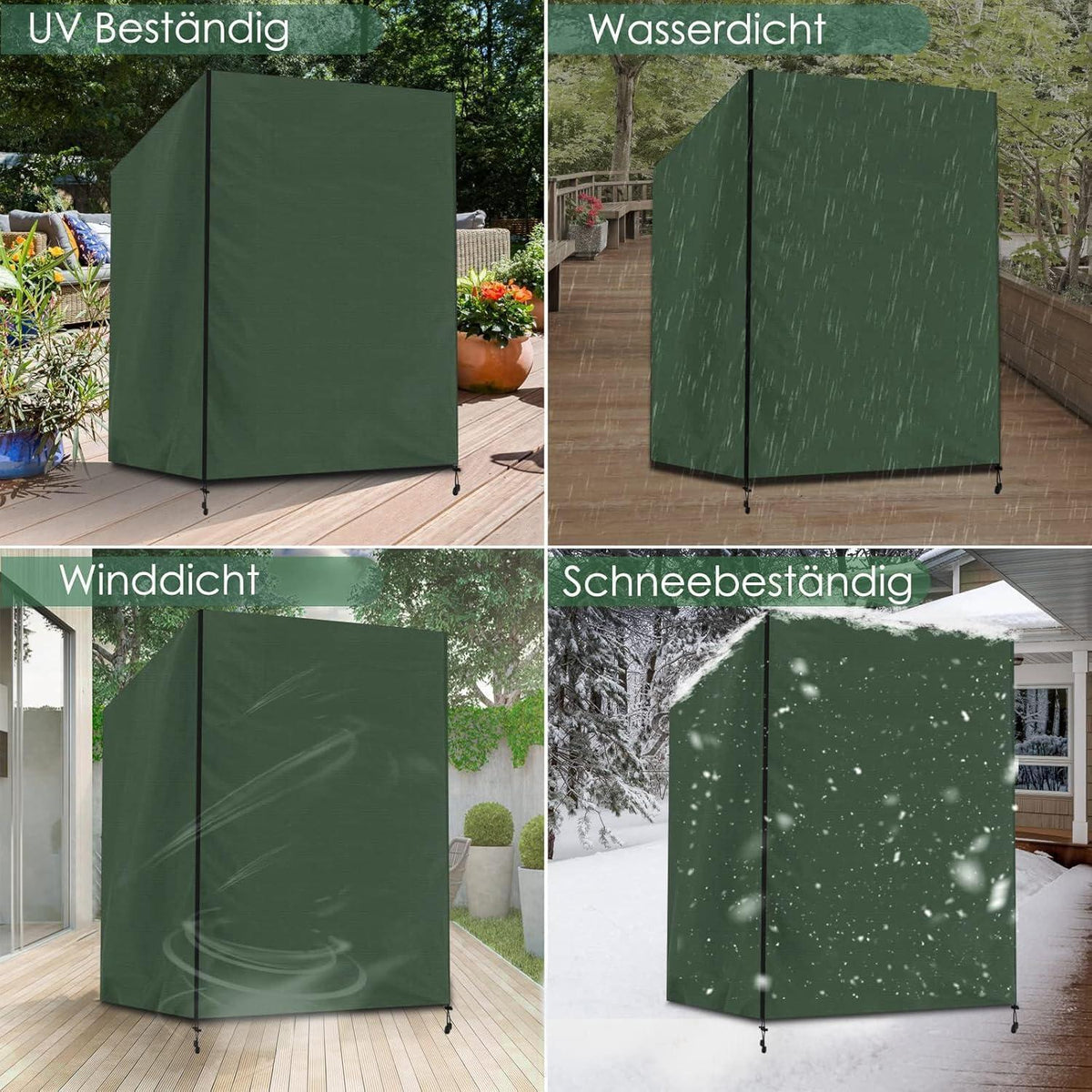 Strandkorb Schutzhülle Winterfest 420D Oxford Grün 135x105x175/140cm