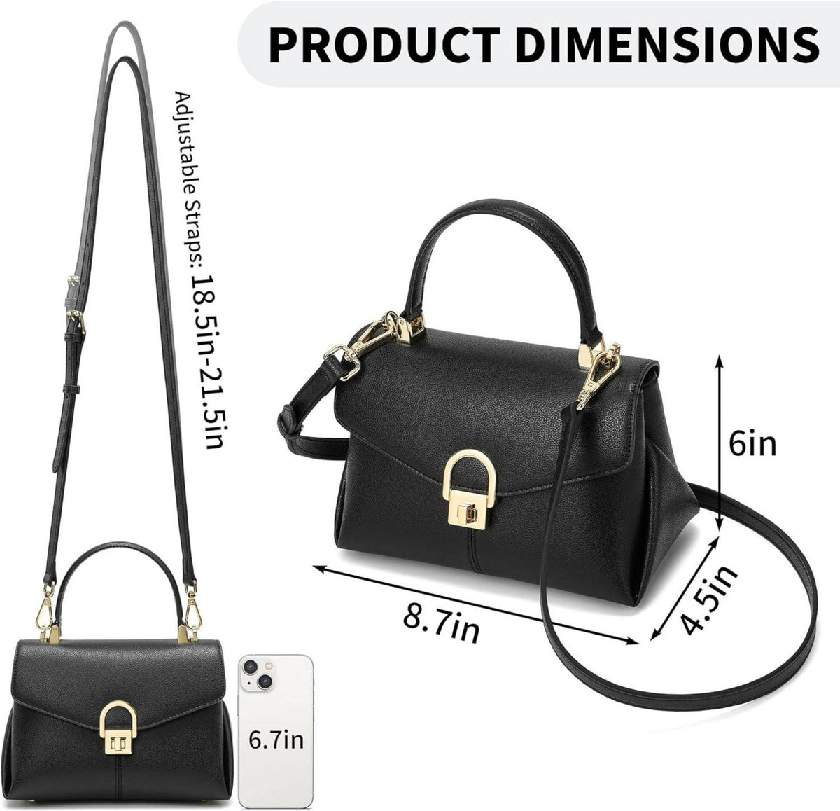 Damen Handtasche Klein Leder Crossbody Bag Schwarz Beige