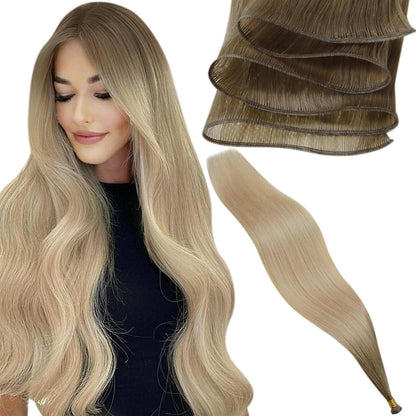Echthaar Tressen Braun Blond Ombre 45cm - Virgin Qualität