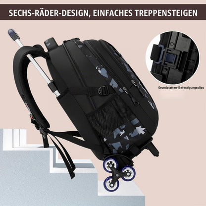 Schulrucksack Trolley Braun für Jungen mit Rollen & Abnehmbar