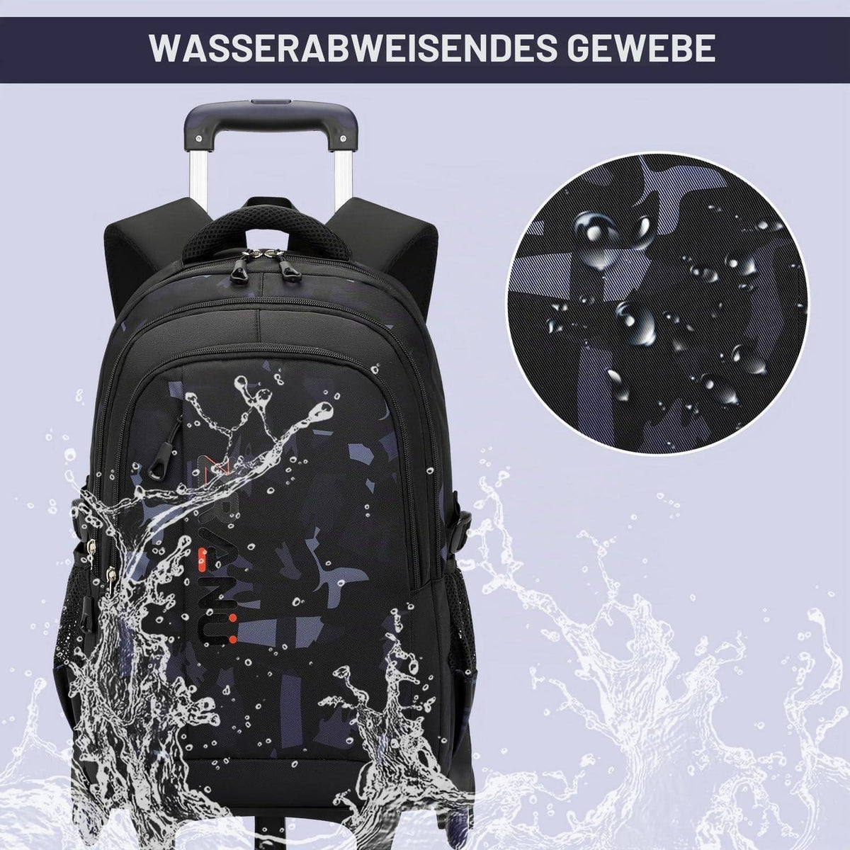 Schulrucksack Trolley für Jungen – Rucksack mit Rollen, Blau