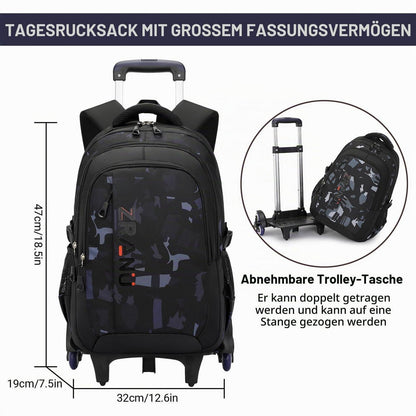 Schulrucksack Trolley für Jungen – Rucksack mit Rollen, Blau