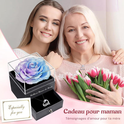 Ewige Rose Geschenkset für Mama mit Mom Halskette - 925 Silber