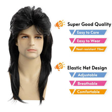 Schwarze Locken Meeräsche Perücke Männer 70er 80er Cosplay