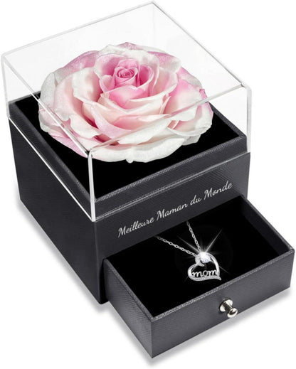 Ewige Echte Rose mit Mom Halskette - Muttertagsgeschenk