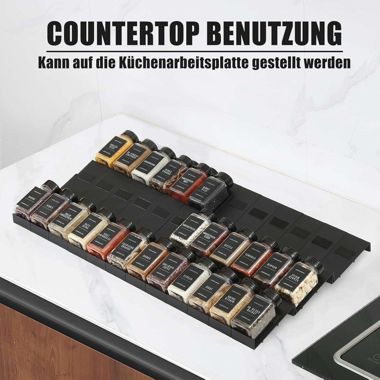 Gewürz Organizer Schublade für Gewürzgläser 24 Stück Patchworkable Spice Rack