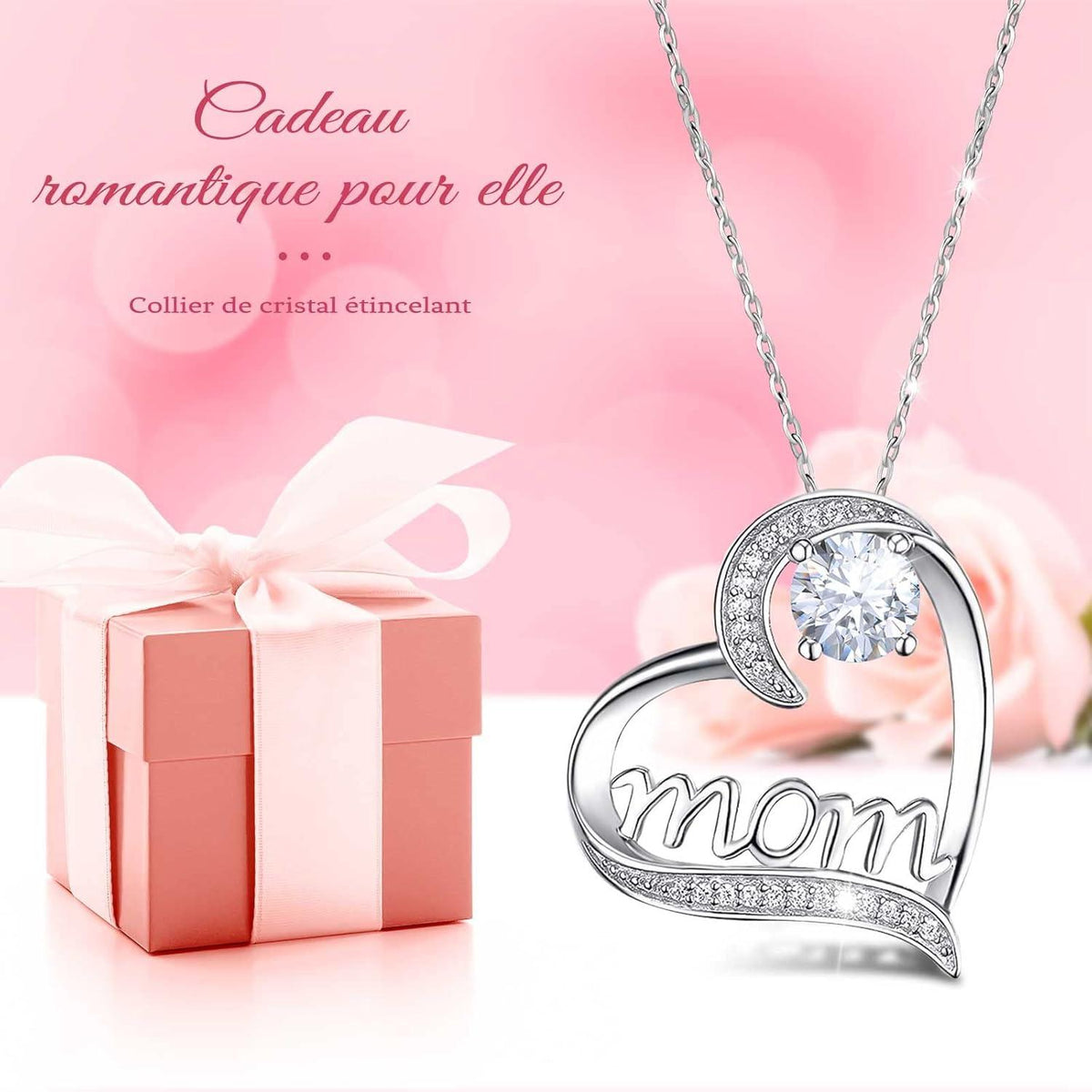 Ewige Rose Geschenkset für Mama mit Sterling Silber Halskette