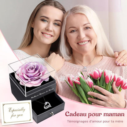 Ewige Rose für Mama mit 925 Silber Mom Halskette, Geschenk zum