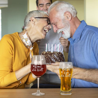 Joymaking Weinglas Bierglas Set Gravur Beste Oma Bester Opa der Welt