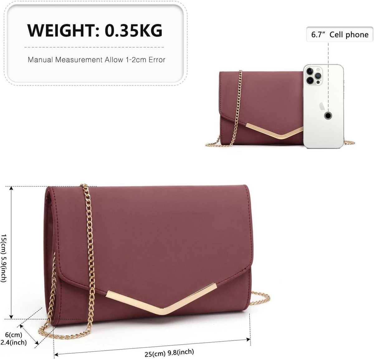 Miss Lulu Damen Elegant Abendtasche mit Kette für Hochzeit Party