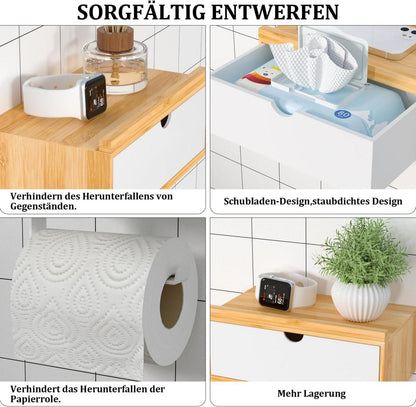 Toilettenpapierhalter ohne Bohren mit Feuchttücherbox und Ablage