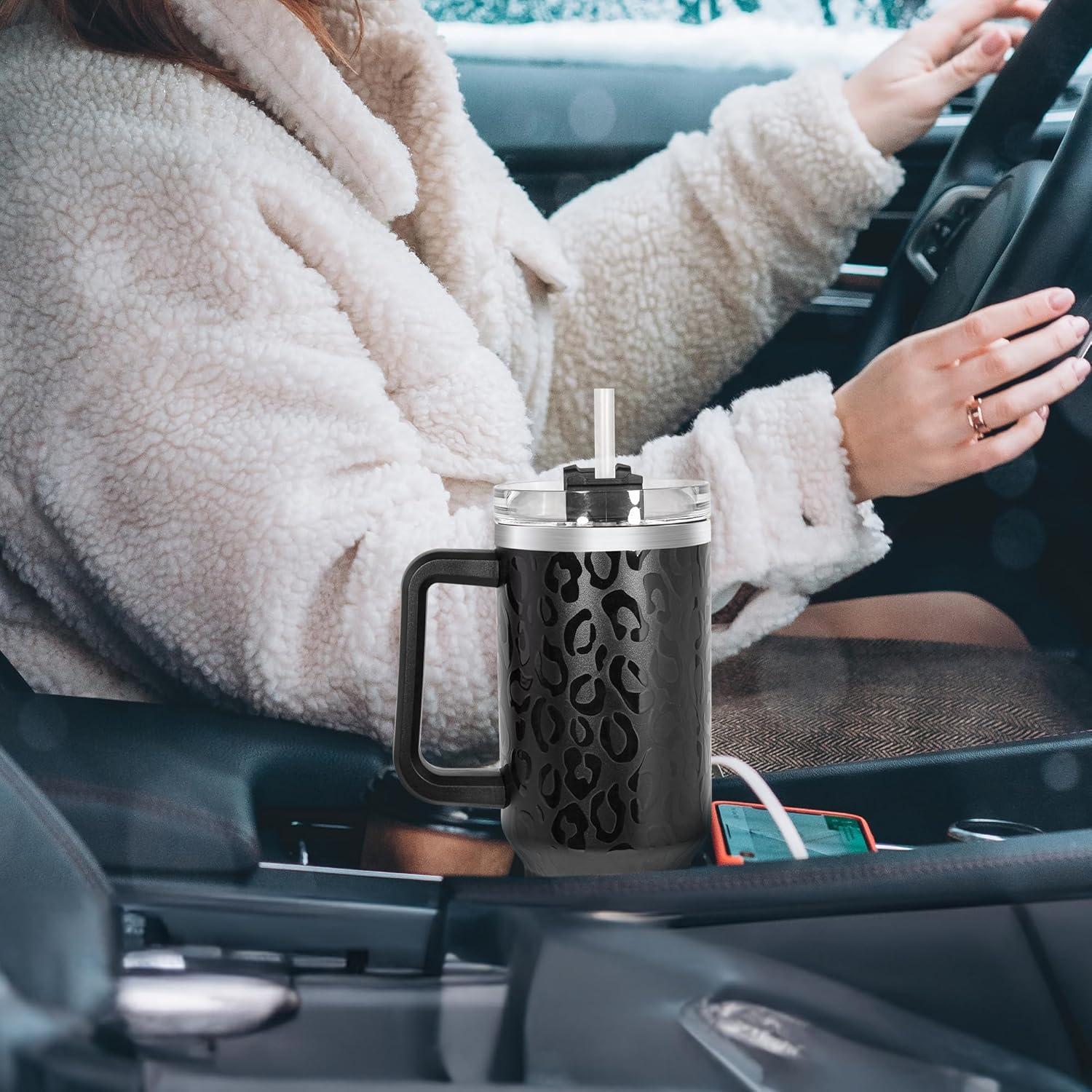 Thermobecher 1,2L mit Strohhalm und Henkel, Auslaufsicherer
