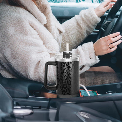 Thermobecher 1,2L mit Strohhalm und Henkel, Auslaufsicherer