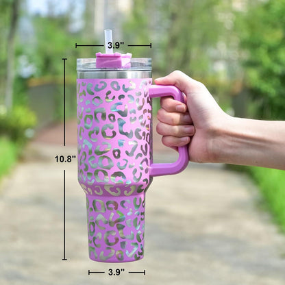 Isolierbecher 1,2L mit Henkel, Strohhalm, Edelstahl