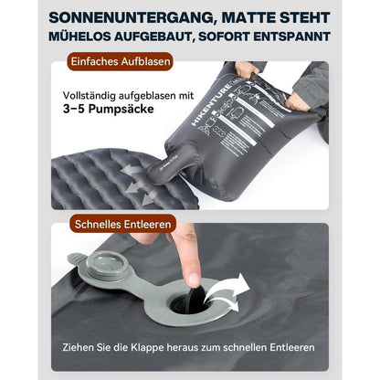 Aufblasbare Camping Isomatte 8cm Dicke R-Wert 6,2 Grau 198cm