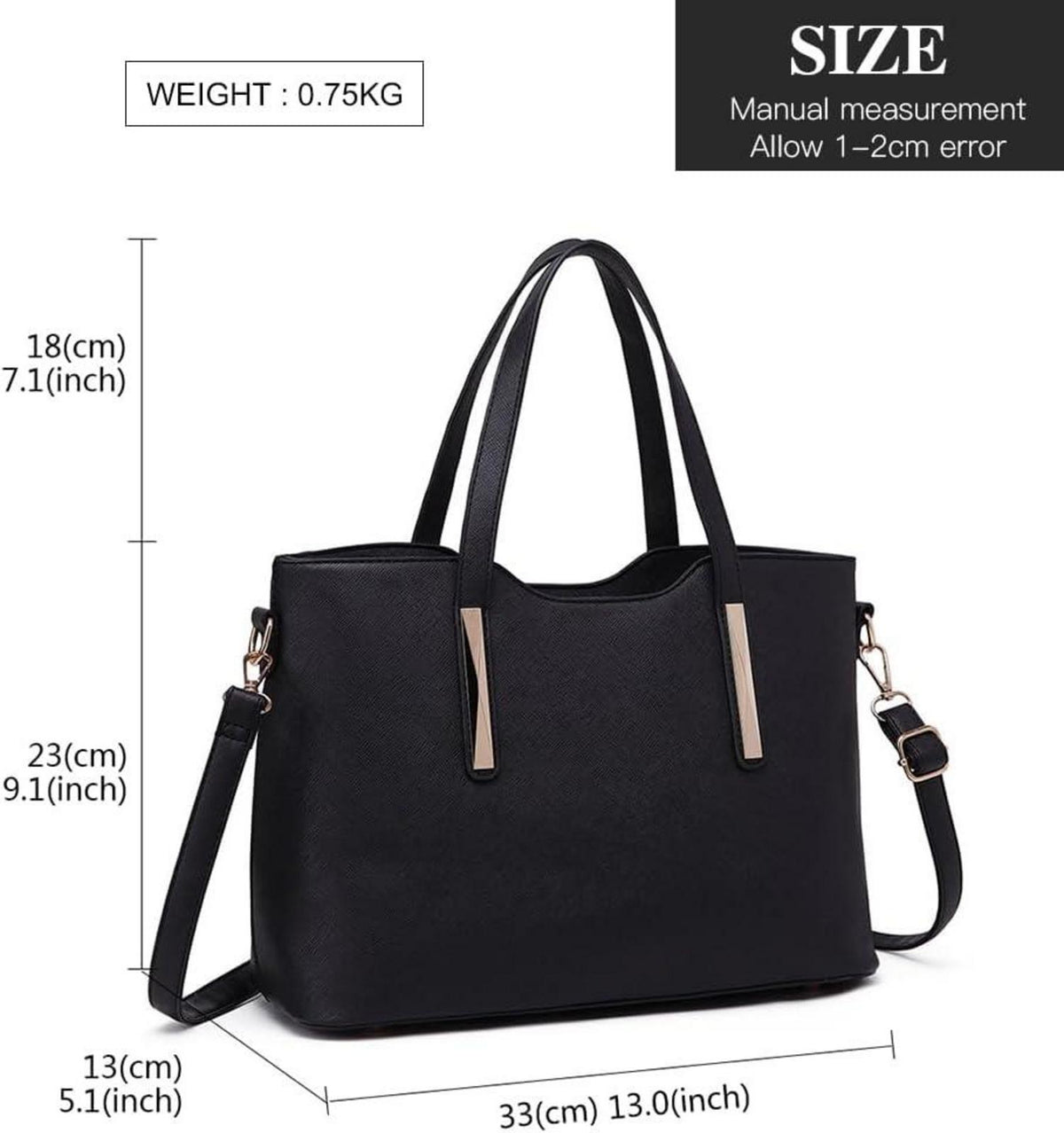Miss Lulu Damen Handtasche Shopper Schultertasche Set mittelgroß PU-Leder