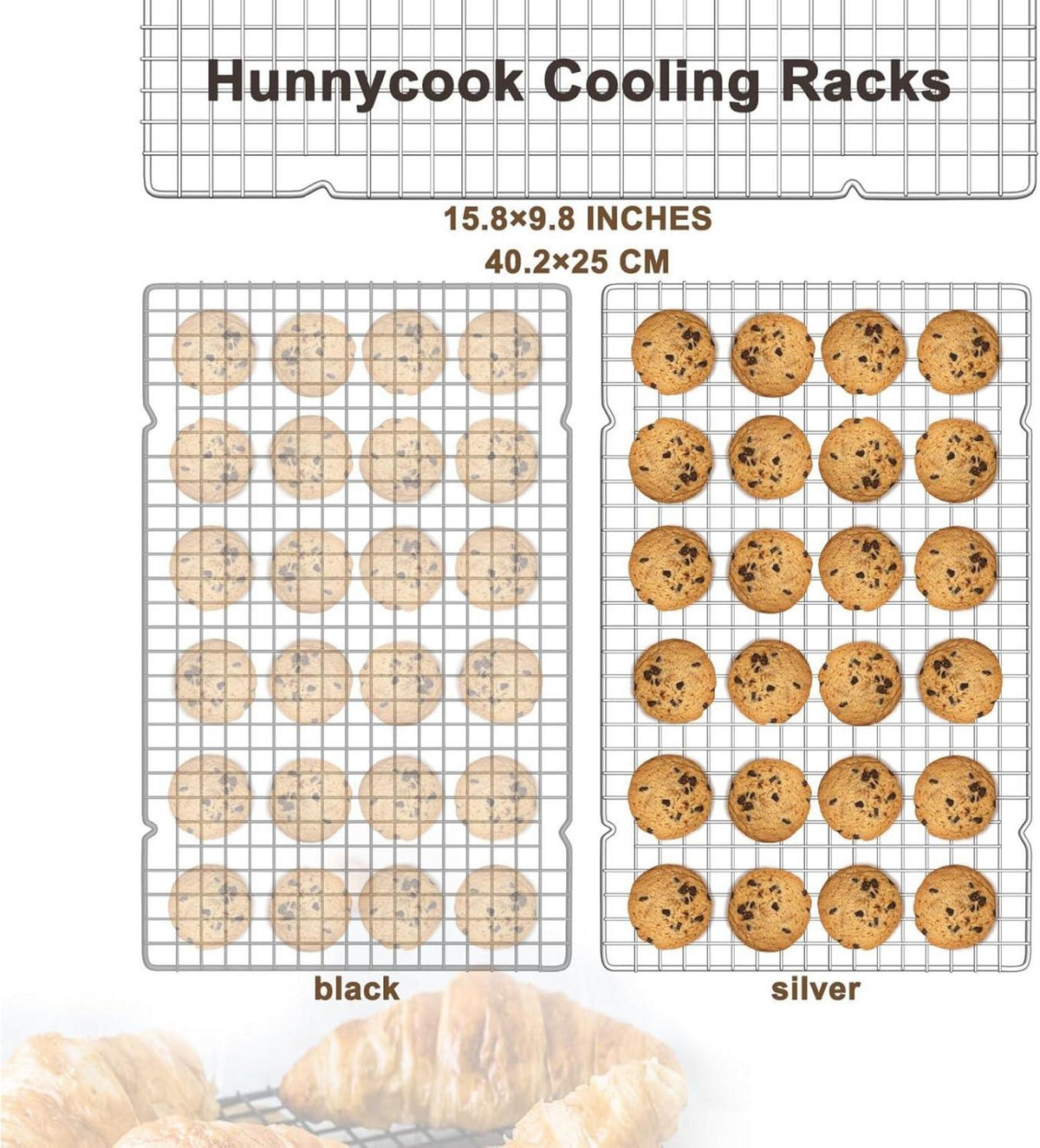 Hunnycook Abkühlgitter 3er-Set Edelstahl Silber 40,2cm*25cm