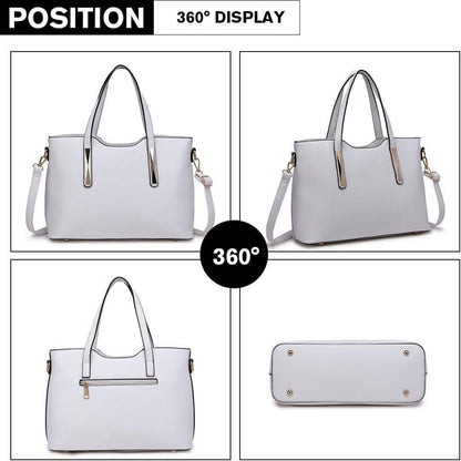 Miss Lulu Damen Handtasche Schultertasche Set PU Leder
