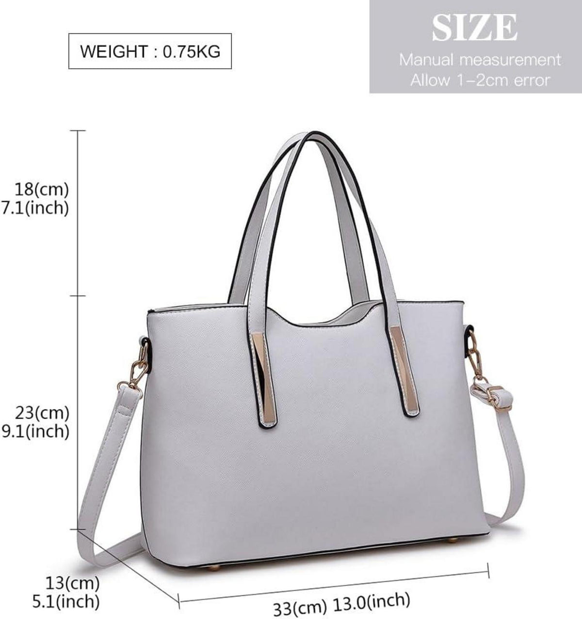 Miss Lulu Damen Handtasche Shopper Schultertaschen-Set Grau