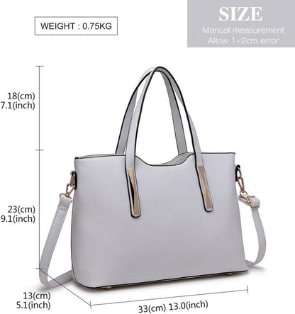 Miss Lulu Damen Handtasche Shopper Schultertaschen-Set Grau