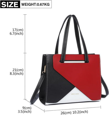 Damen Handtasche PU Leder Schultertasche geometrisches Design