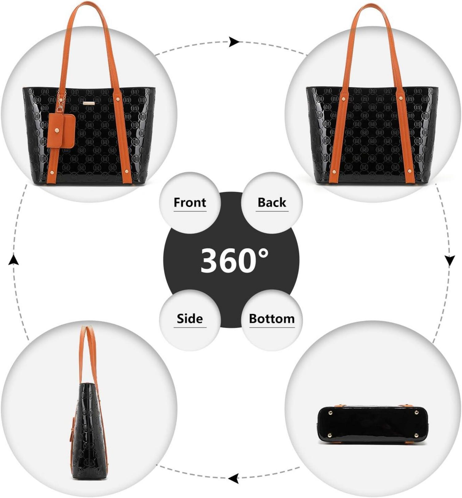 Miss Lulu Handtasche Set Mittelgroß Damen PU-Leder 3er