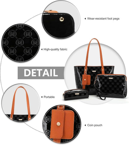 Damen Handtaschen Set Mittelgroß mit Clutch und Kosmetiktasche