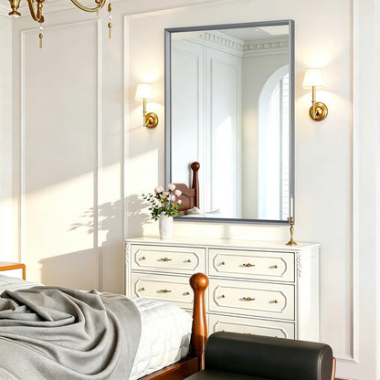 Moderner Wandspiegel Rechteckig 70x50cm Metallrahmen Grau