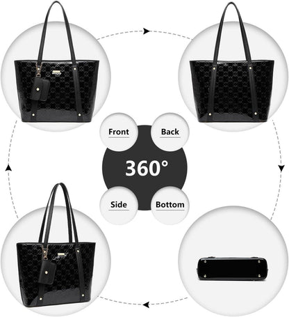 Miss Lulu Damen Handtasche Shopper Mittelgroß 3-teiliges Set