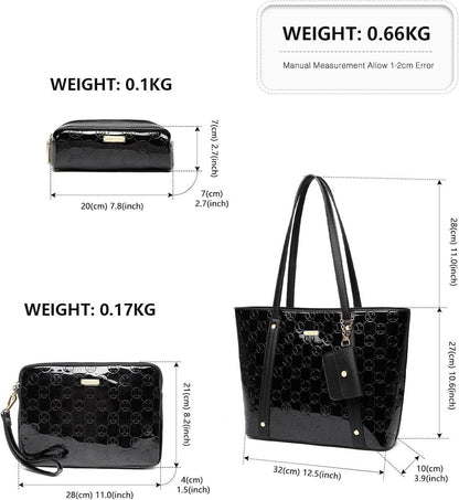 Miss Lulu Damen Handtasche Set PU-Leder Clutch Kosmetiktasche