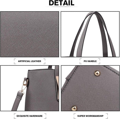 Miss Lulu Damen Handtasche Schultertasche Set PU Leder