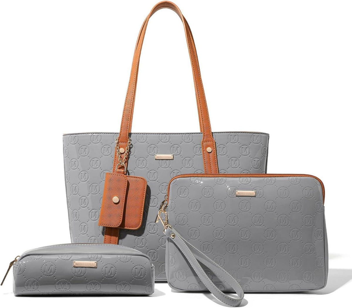 Miss Lulu PU Leder Handtasche Damen Set 3-teilig