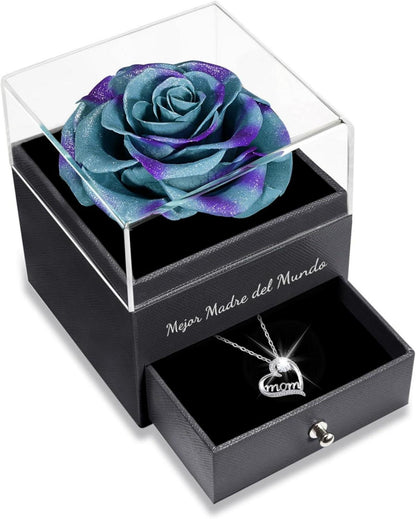Ewige Rose Geschenkset Mama Mom Halskette 925 Silber