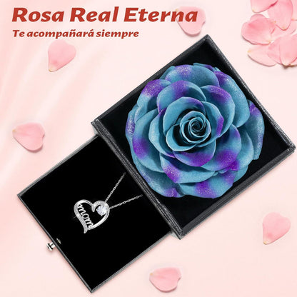 Ewige Rose Geschenkset mit Mama Halskette, 925 Silber