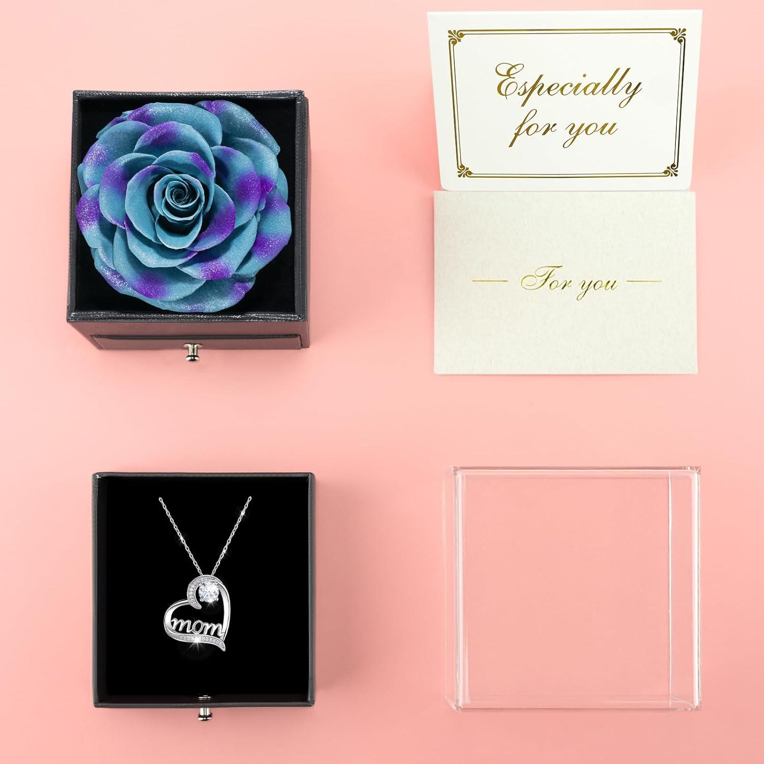 Sunia Ewige Rose 925 Silber Mom Halskette Geschenk Mama Muttertag