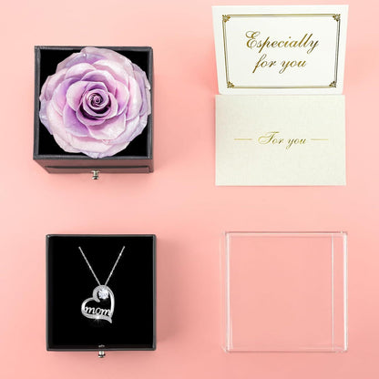 Ewige Rose Geschenk für Mama mit Mom Halskette 925 Silber