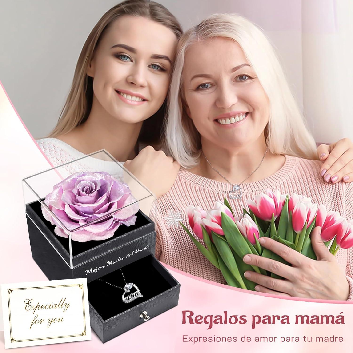 Ewige Rose Geschenk für Mama mit Mom Halskette, Echte Rose Infinity