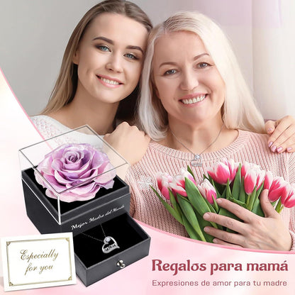 Ewige Rose Geschenk für Mama mit Mom Halskette, Echte Rose Infinity
