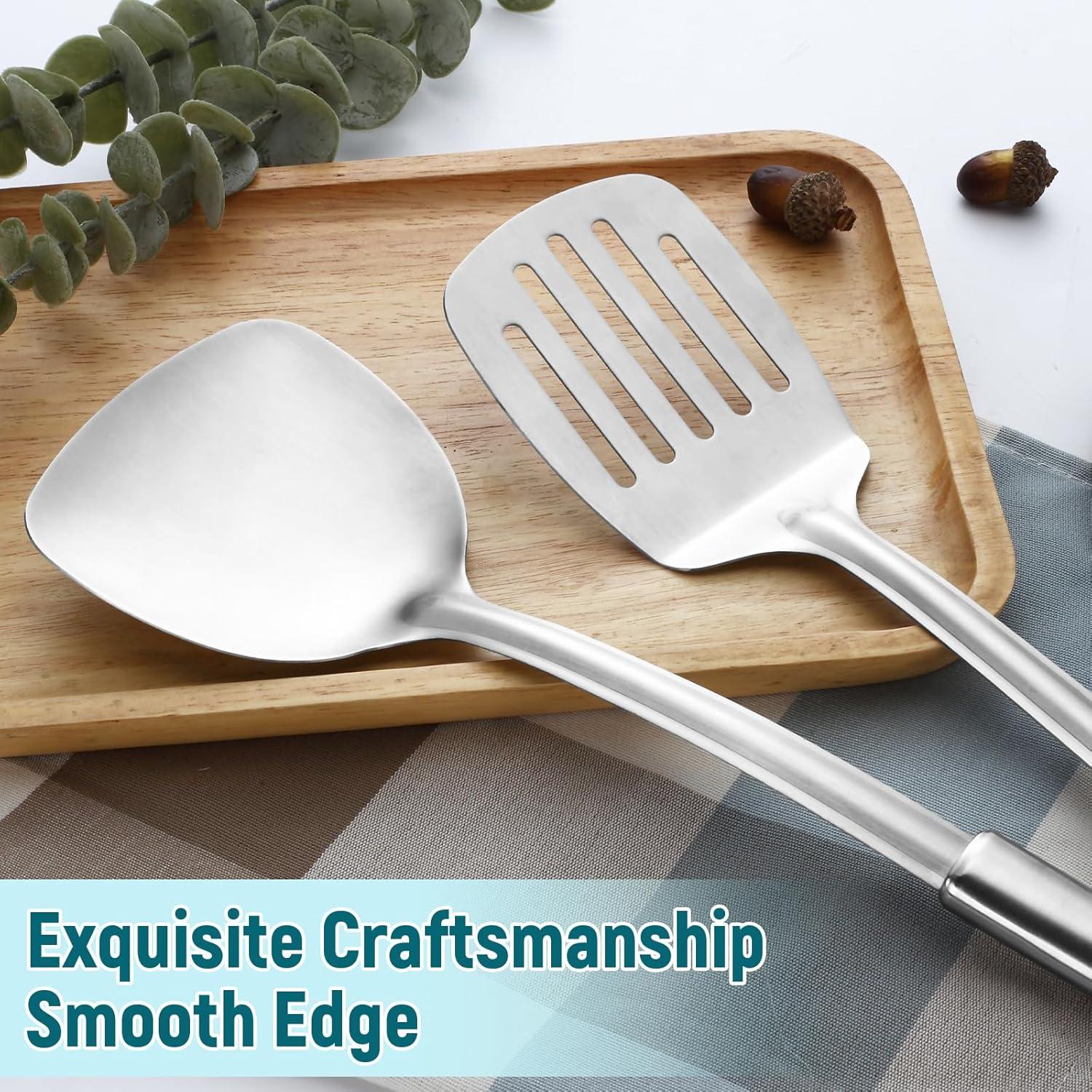 Edelstahl Kochutensil - Wok Spatel Set, Metall Utensilien