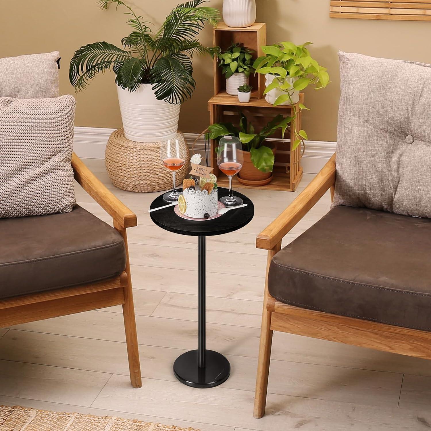 Kleiner Schwarzer Beistelltisch runder Couchtisch Marmorsockel 32CM Schwarz