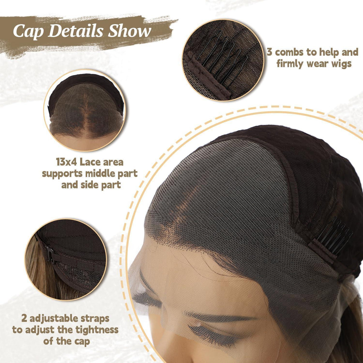 Braune Körperwelle Lace Front Perücke – Synthetisch, 26 Zoll