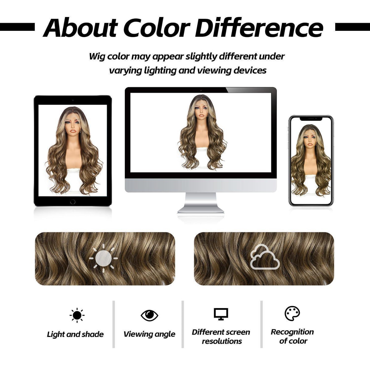 Braune Lace Front Perücke Körperwelle Ombre 26 Zoll Synthetisch