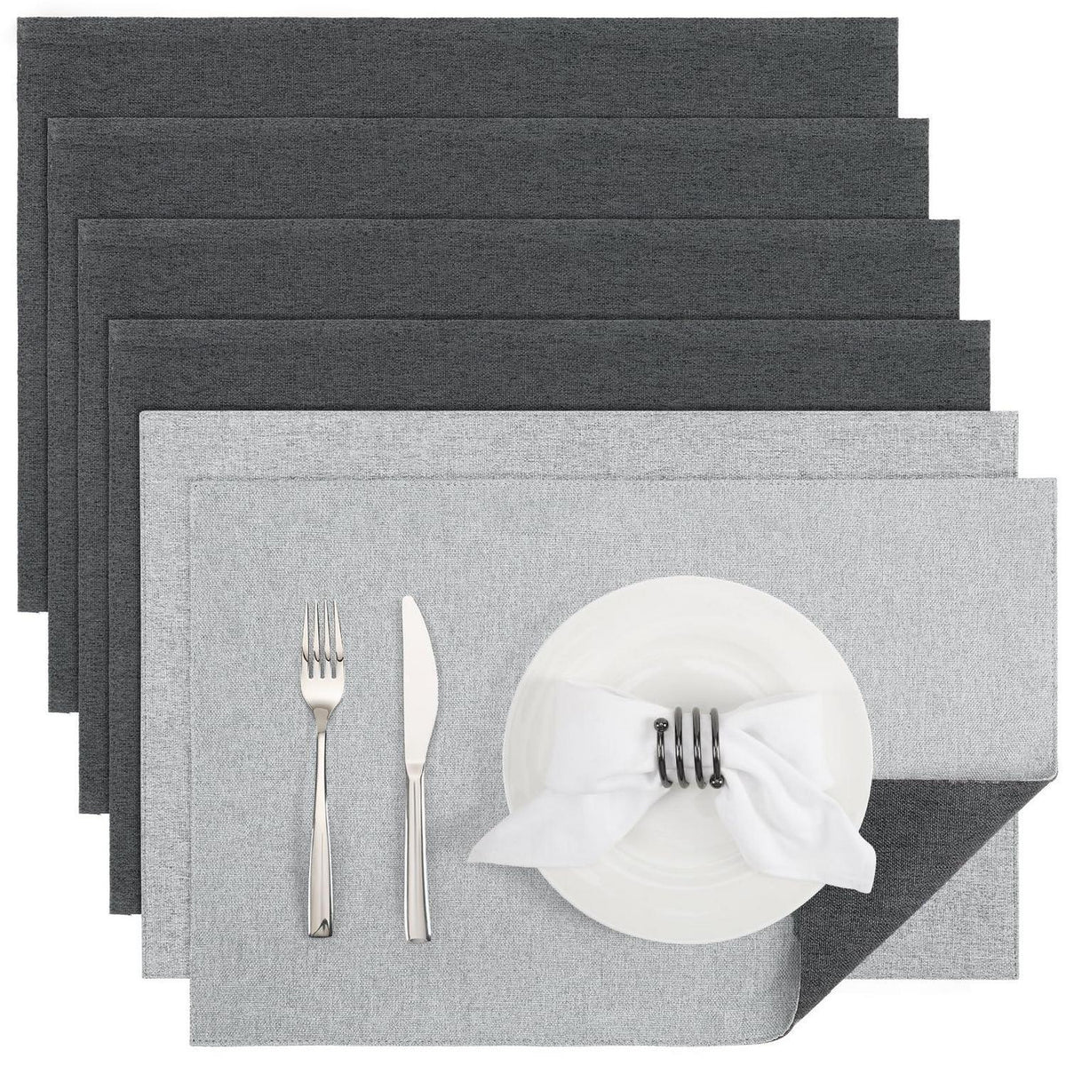Abwaschbare Tischsets 6er Set Grau Rechteckig